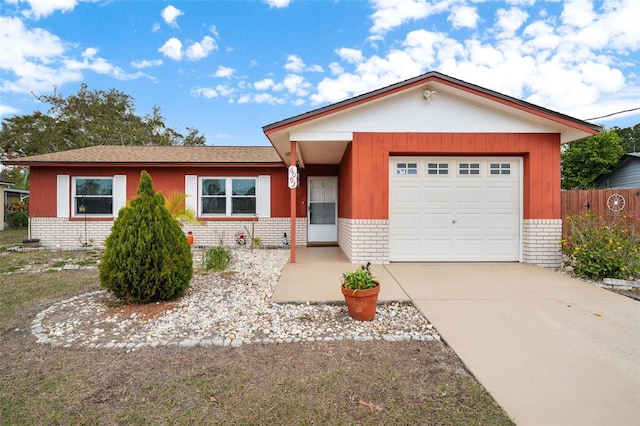 single story home with a garage