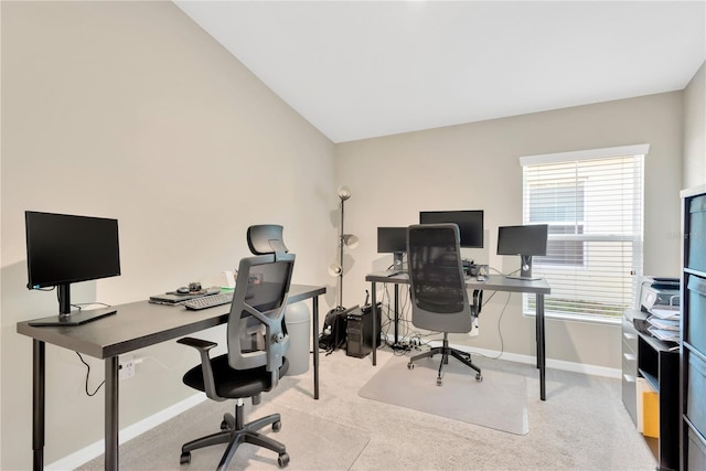 office area featuring a healthy amount of sunlight and vaulted ceiling