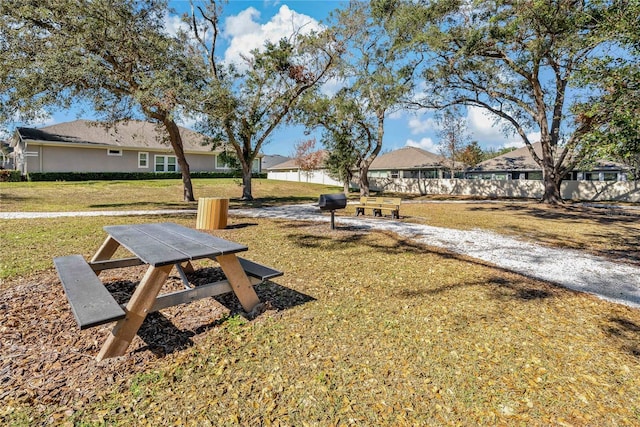 view of community with a lawn