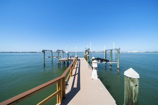 view of dock featuring a water view