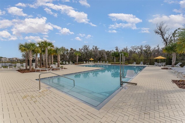 view of pool featuring a patio area