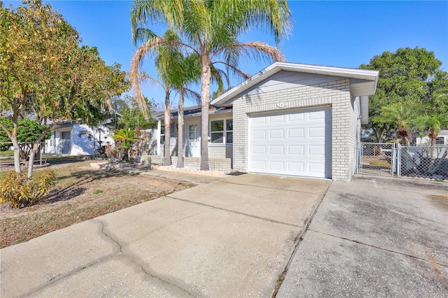 single story home with a garage