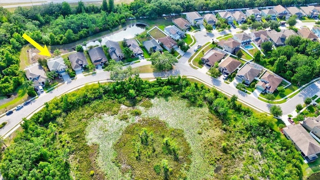 bird's eye view featuring a water view