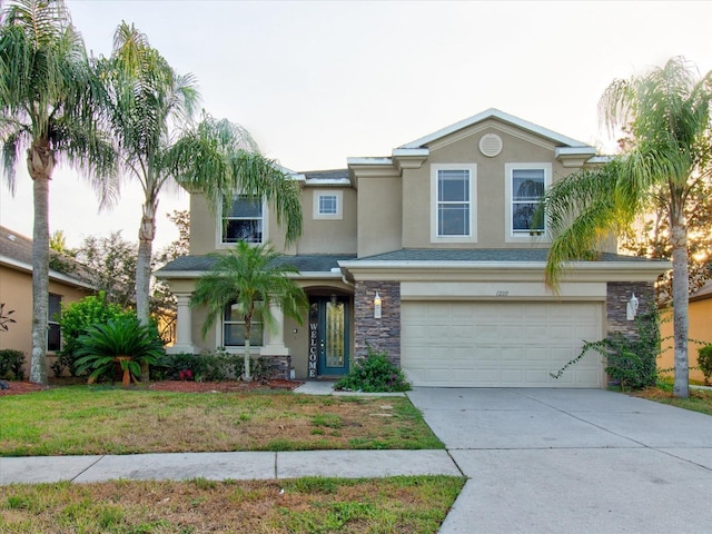 view of front of house with a garage