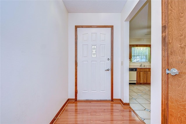 entryway featuring light hardwood / wood-style flooring