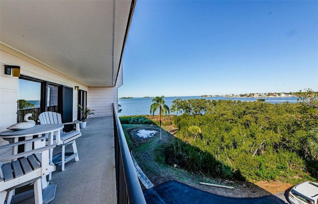 balcony with a water view