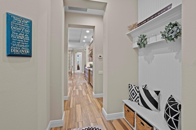 hall featuring light wood-type flooring