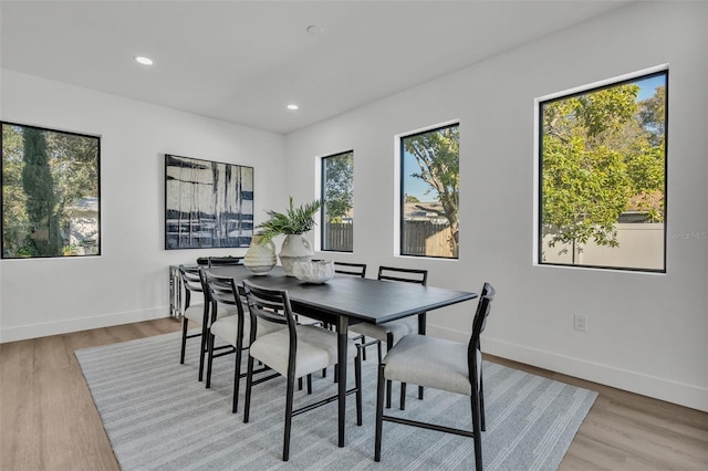 dining space featuring light hardwood / wood-style floors