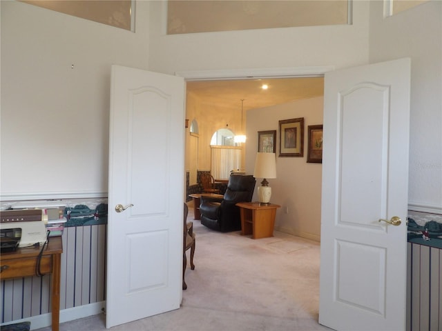 office featuring light colored carpet