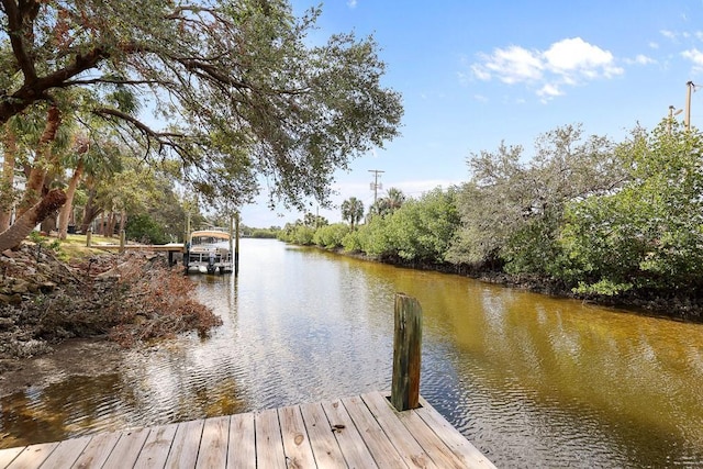 view of dock featuring a water view