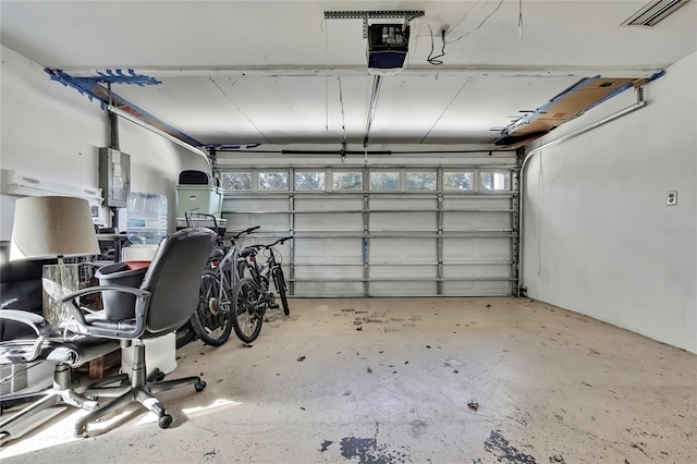 garage with a garage door opener