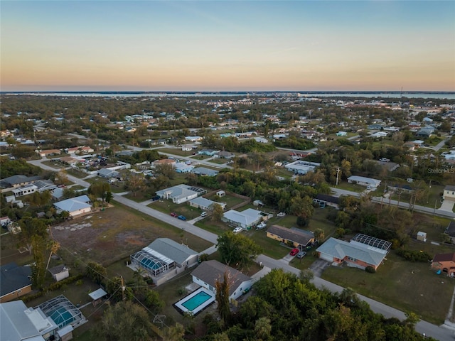 view of aerial view at dusk