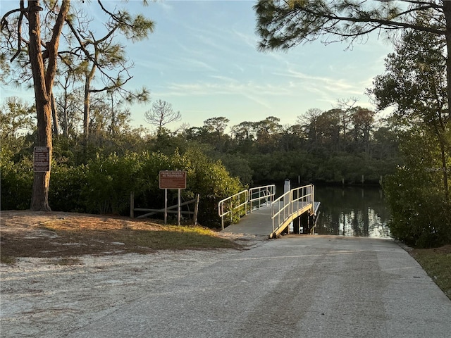 dock area featuring a water view