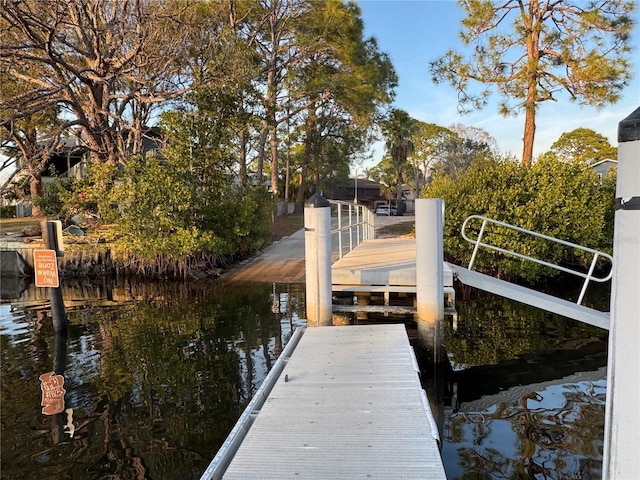 view of dock featuring a water view