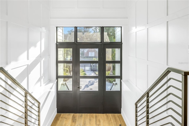 doorway to outside featuring hardwood / wood-style flooring