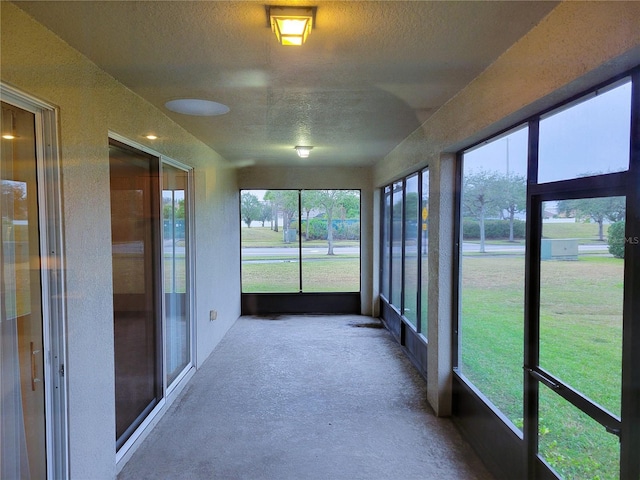 view of unfurnished sunroom