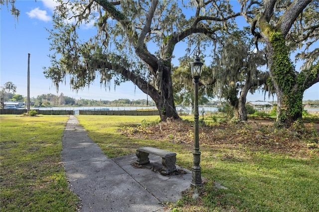 view of yard featuring a water view