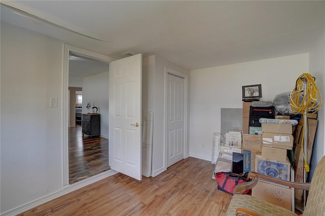 interior space with light hardwood / wood-style flooring