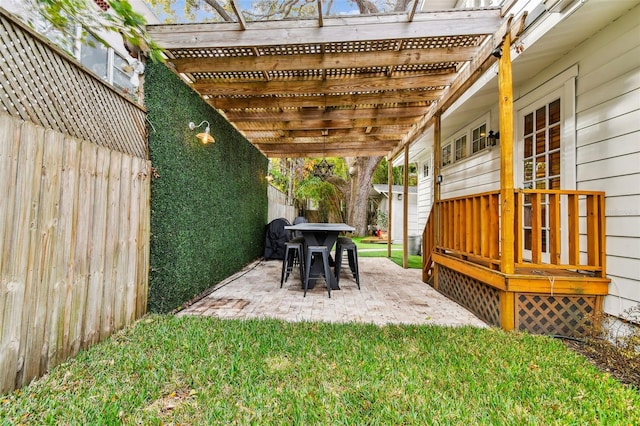 view of patio / terrace featuring a pergola