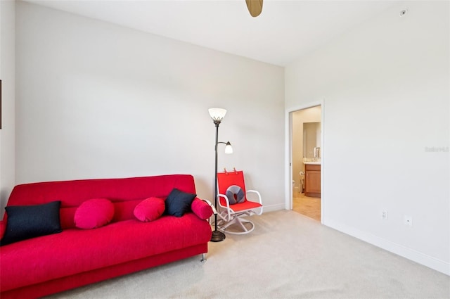 sitting room with light carpet