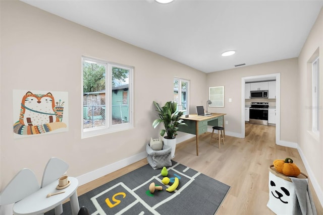 interior space featuring plenty of natural light and light wood-type flooring