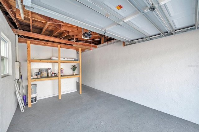 garage with a garage door opener