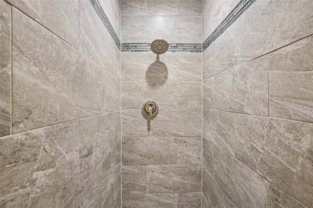 interior details featuring tiled shower