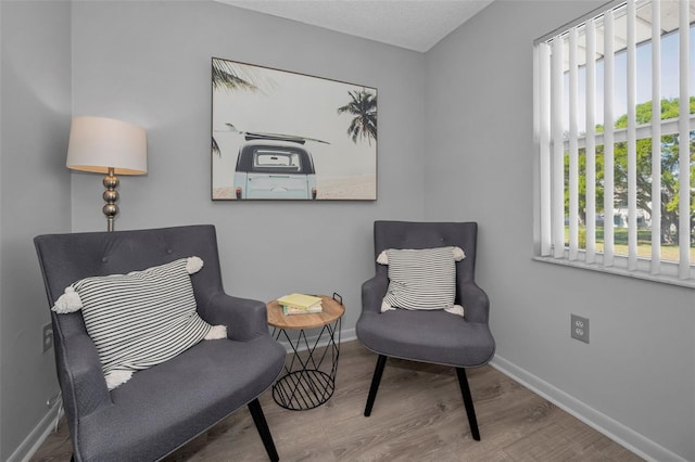 sitting room featuring baseboards and wood finished floors