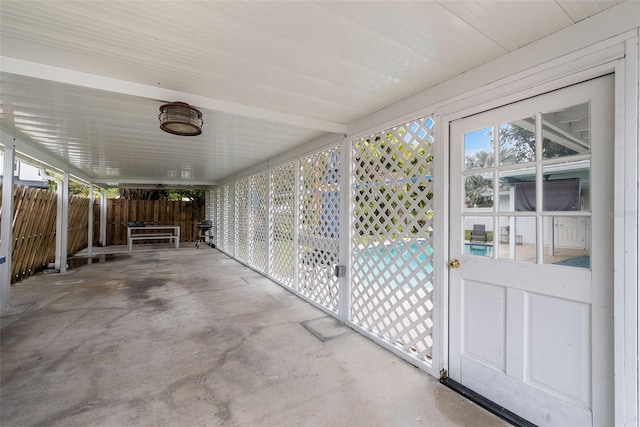 view of unfurnished sunroom