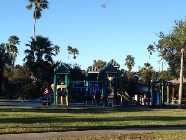 view of play area featuring a yard