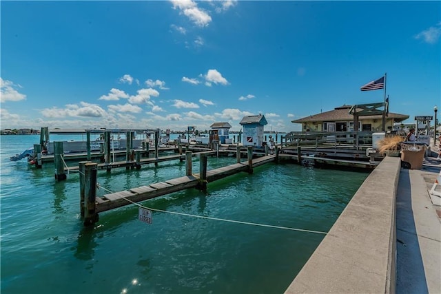 dock area featuring a water view