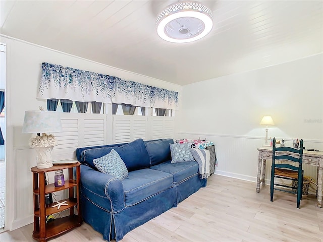 living room with light hardwood / wood-style flooring