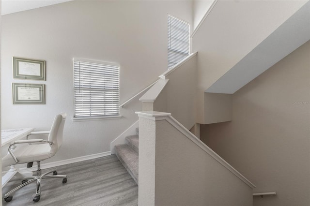 office with light hardwood / wood-style flooring