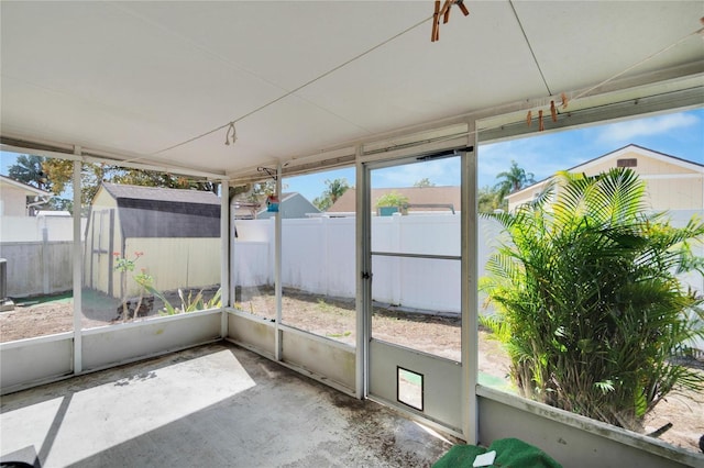 view of unfurnished sunroom