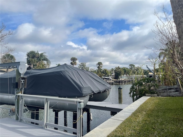 dock area with a water view