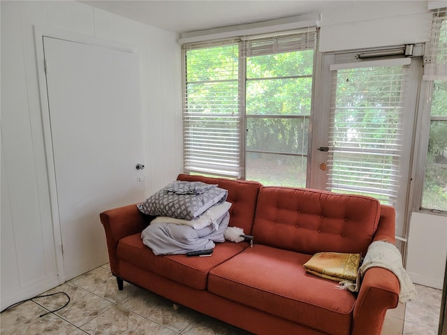 view of tiled living room