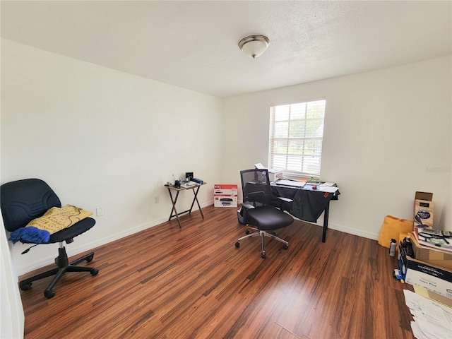 home office featuring dark wood-type flooring