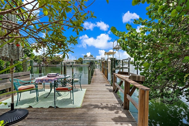 dock area with a water view