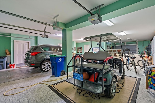 garage with a garage door opener