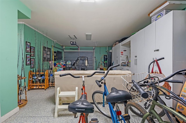 garage with a garage door opener