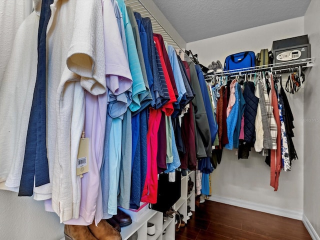 walk in closet featuring dark hardwood / wood-style floors