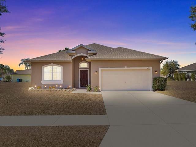 prairie-style home with a garage