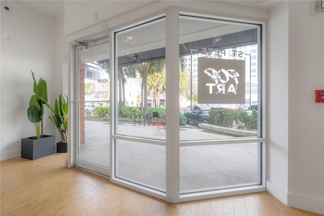 entryway with hardwood / wood-style flooring