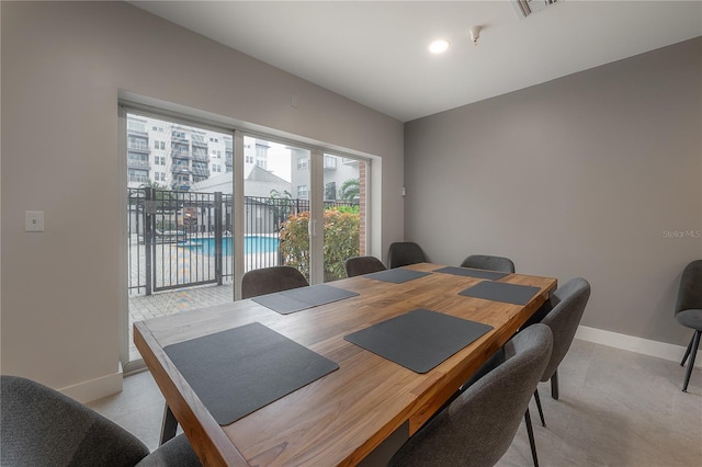 view of dining room