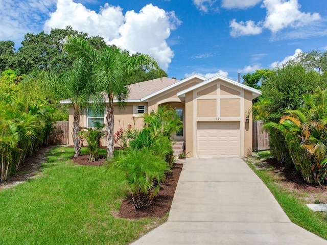 ranch-style house with a front lawn