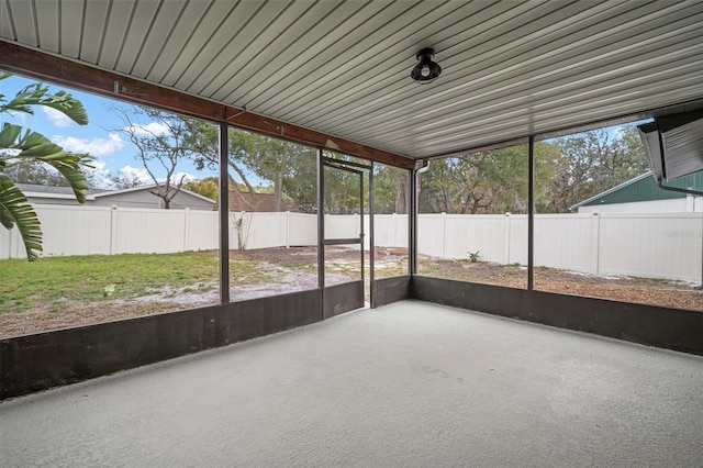 view of unfurnished sunroom