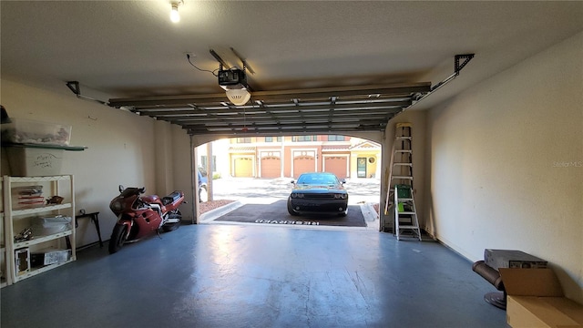 garage with a garage door opener