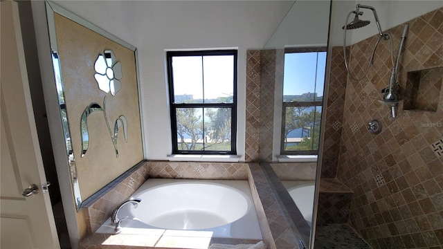 bathroom with independent shower and bath