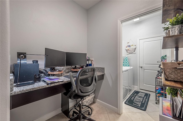 office area featuring light tile patterned floors