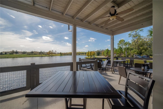 dock area with a water view